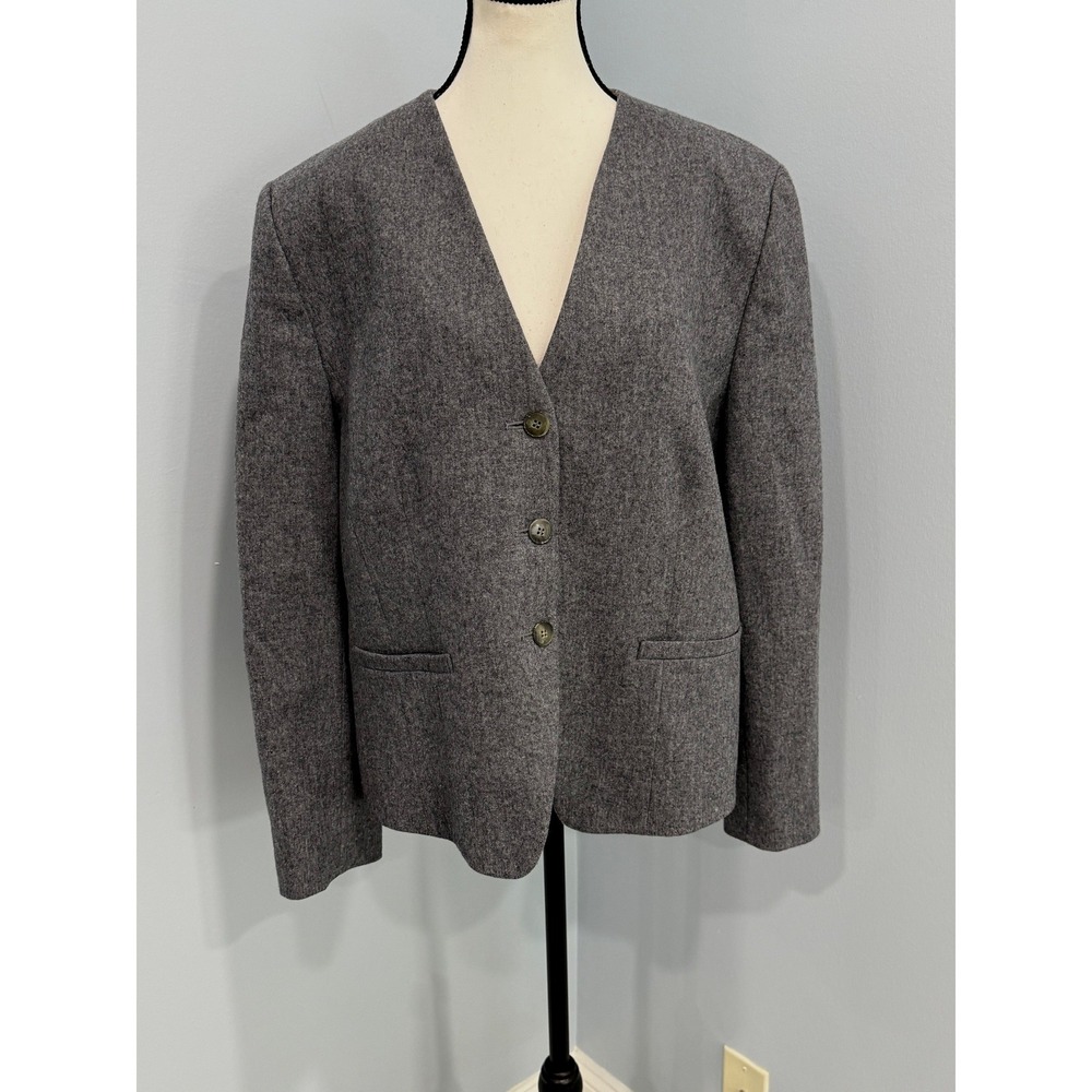 Vintage Pendleton Womens Size 16 100% Virgin Wool Collarless V-Neck Blazer
